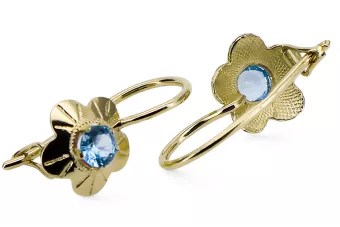 Des boucles d'oreilles Artisanat vintage Aigue-marine Or jaune 14 carats vec028y